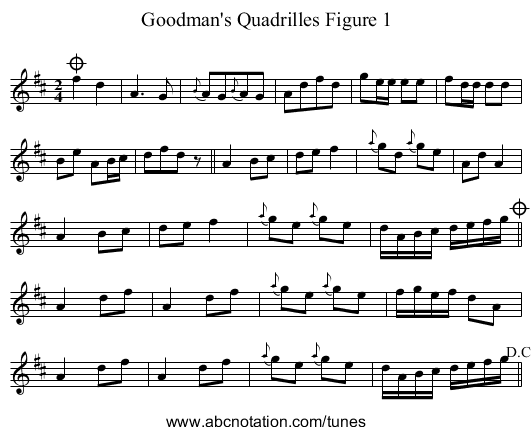 Goodman's Quadrilles Figure 1 - staff notation