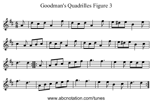 Goodman's Quadrilles Figure 3 - staff notation