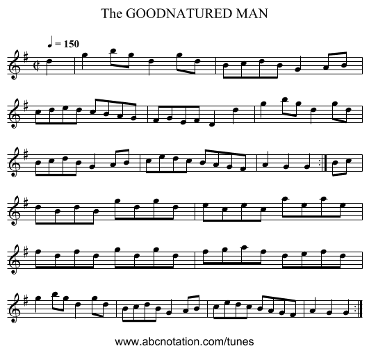 GOODNATURED MAN, The - staff notation