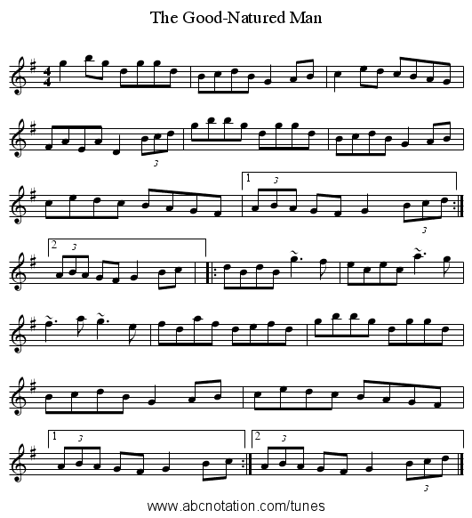 Good-Natured Man, The - staff notation