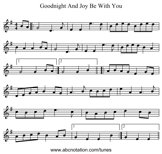 Goodnight And Joy Be With You - staff notation