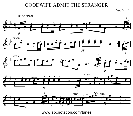 GOODWIFE ADMIT THE STRANGER - staff notation