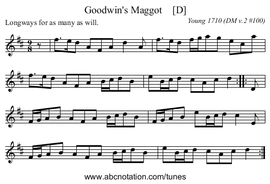Goodwin's Maggot    [D] - staff notation