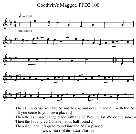 Goodwin's Maggot. PFD2.100 - staff notation
