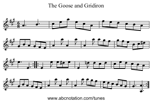 Goose and Gridiron, The - staff notation