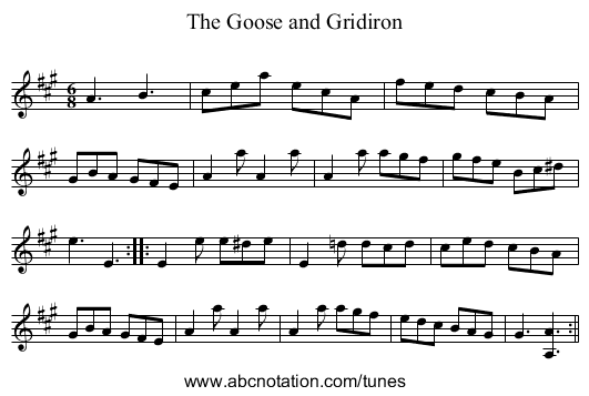 Goose and Gridiron, The - staff notation