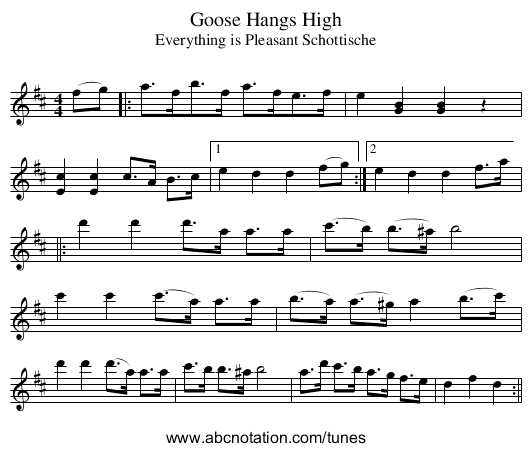 Goose Hangs High - staff notation