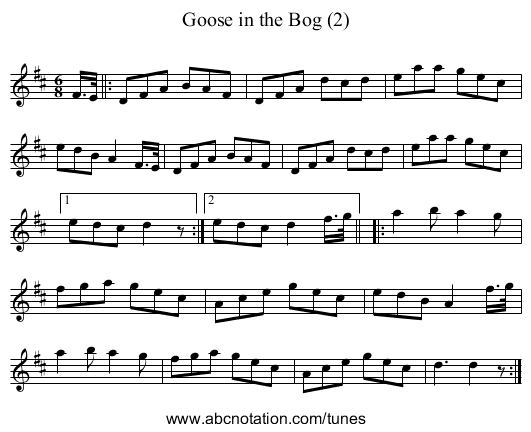 Goose in the Bog (2) - staff notation