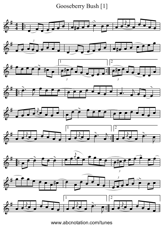 Gooseberry Bush [1] - staff notation