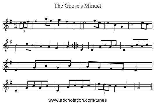 Goose's Minuet, The - staff notation