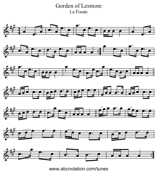 Gorden of Lesmore - staff notation