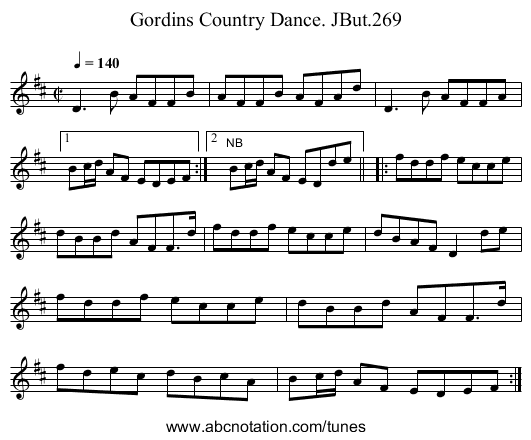 Gordins Country Dance. JBut.269 - staff notation