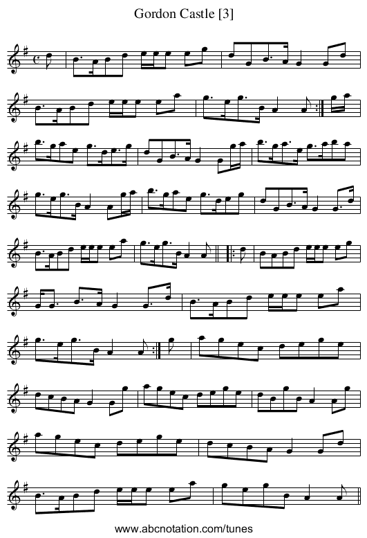 Gordon Castle [3] - staff notation