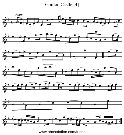 Gordon Castle [4] - staff notation