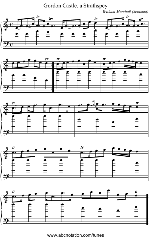 Gordon Castle, a Strathspey - staff notation