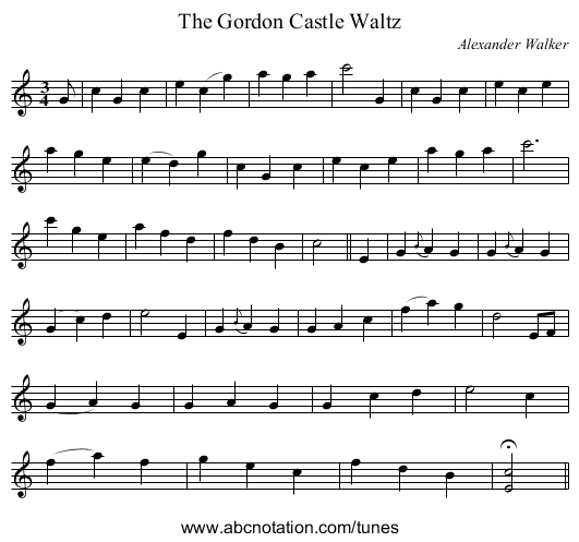 Gordon Castle Waltz, The - staff notation