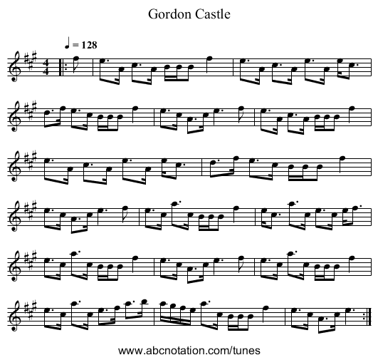 Gordon Castle - staff notation