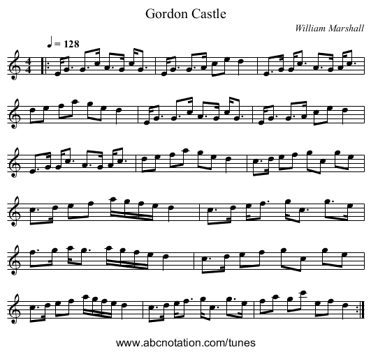 Gordon Castle - staff notation