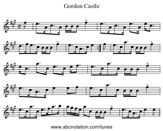 Gordon Castle - staff notation