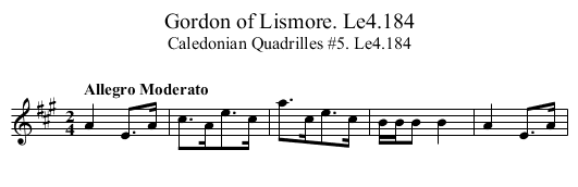 Gordon of Lismore. Le4.184 - staff notation