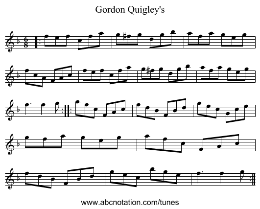 Gordon Quigley's - staff notation