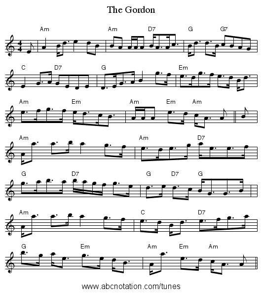 Gordon, The - staff notation
