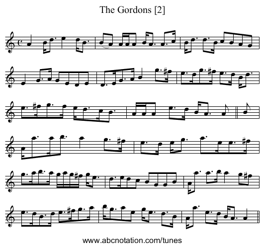 Gordons [2], The - staff notation