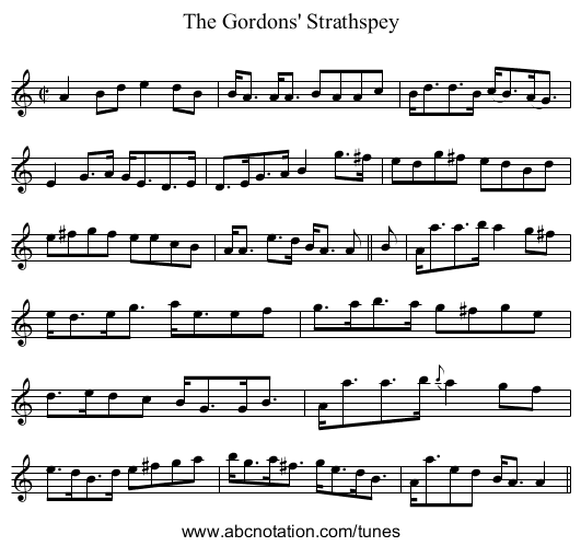 Gordons' Strathspey, The - staff notation