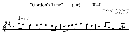 Gordon's Tune       (air)         0040 - staff notation