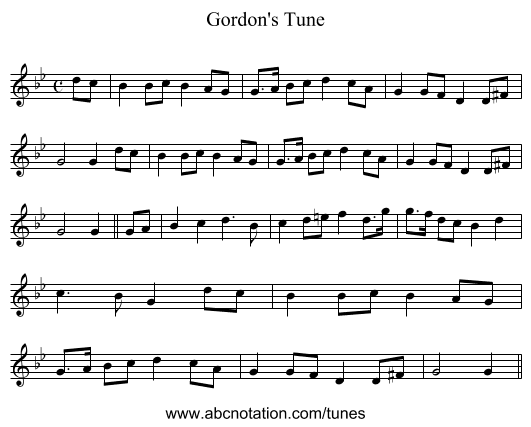 Gordon's Tune - staff notation