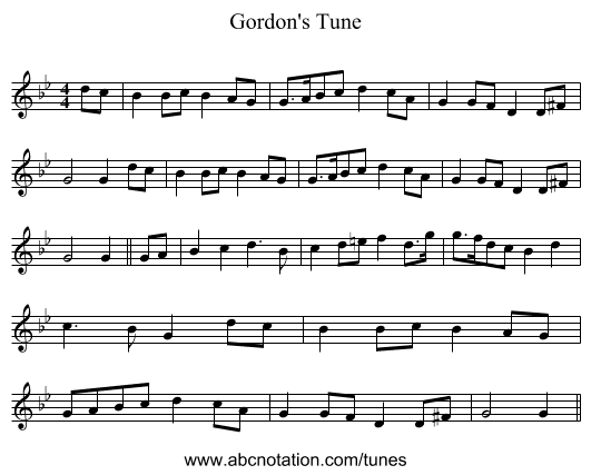 Gordon's Tune - staff notation
