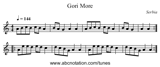 Gori More - staff notation