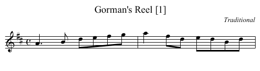 Gorman's Reel [1] - staff notation