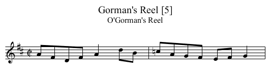 Gorman's Reel [5] - staff notation