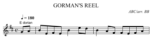 GORMAN'S REEL - staff notation