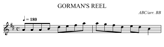 GORMAN'S REEL - staff notation