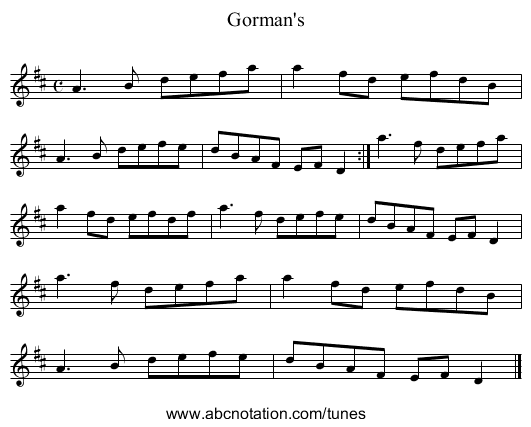 Gorman's - staff notation
