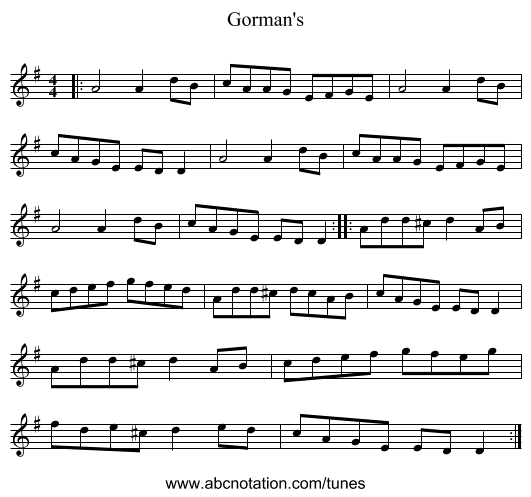 Gorman's - staff notation