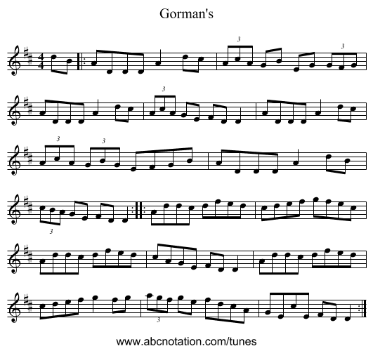 Gorman's - staff notation