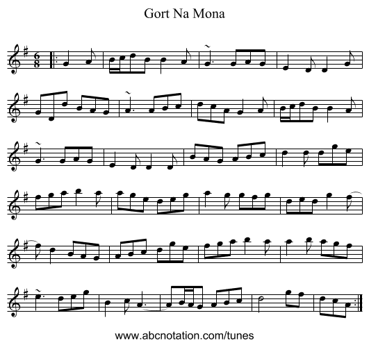 Gort Na Mona - staff notation