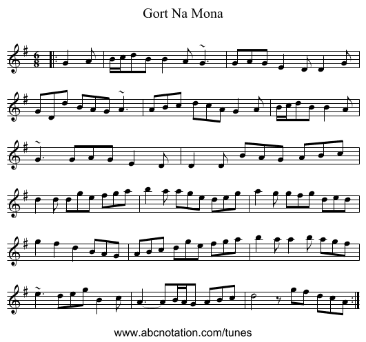 Gort Na Mona - staff notation