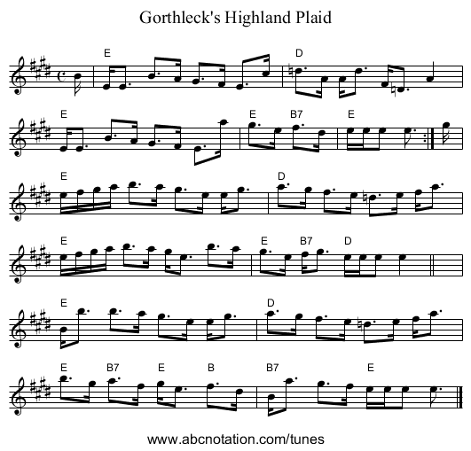 Gorthleck's Highland Plaid - staff notation
