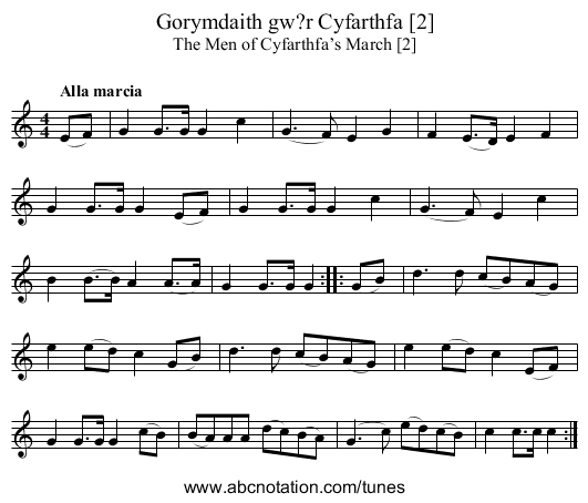 Gorymdaith gw?r Cyfarthfa [2] - staff notation