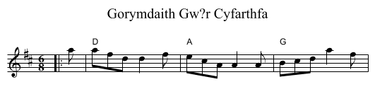 Gorymdaith Gw?r Cyfarthfa - staff notation