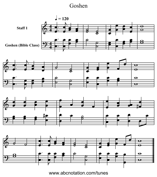 Goshen - staff notation