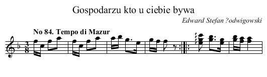 Gospodarzu kto u ciebie bywa - staff notation