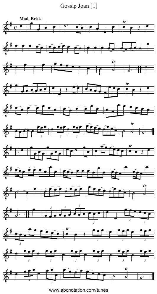 Gossip Joan [1] - staff notation