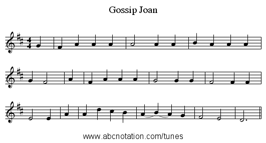 Gossip Joan - staff notation