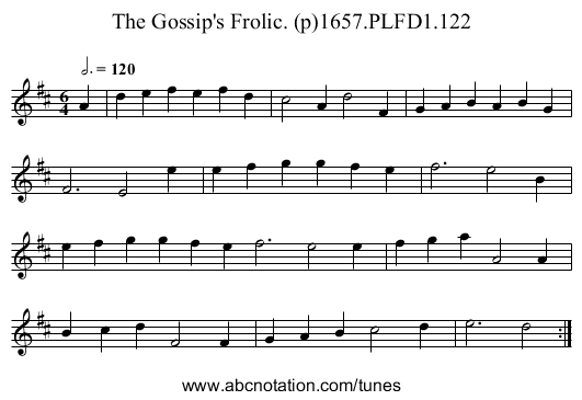 Gossip's Frolic. (p)1657.PLFD1.122, The - staff notation