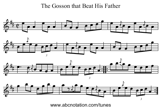 Gosson that Beat His Father, The - staff notation